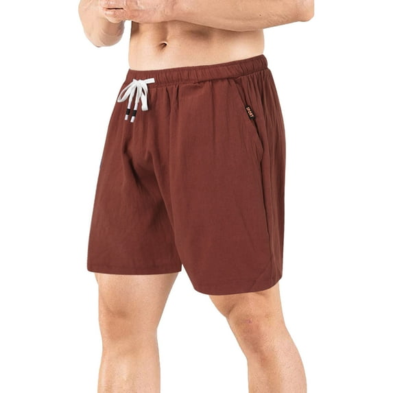 Sngxgn Mens Casual Shorts Drawstring Elastic Waist Cotton Shorts(Red,XXL)