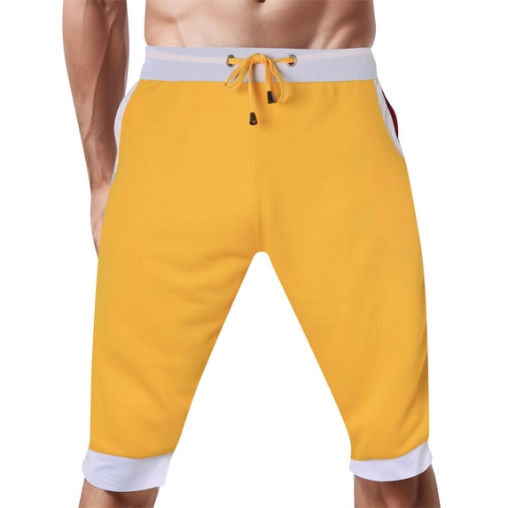 Sngxgn Mens Casual Shorts Lightweight Casual Shorts Outdoor Fishing Shorts with Pockets(Yellow,S)
