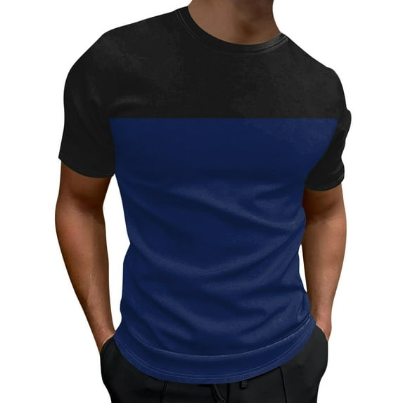 Sngxgn Mens Casual Slim Fit Short Sleeve T-Shirts Soft Lightweight Crew-Neck(Blue,M)
