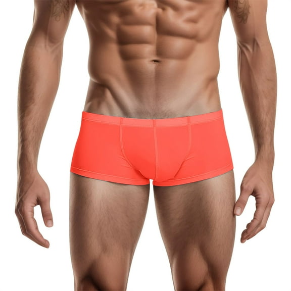 Sngxgn Mens Comfort Fit Soft Cotton Stretch Long Leg Boxer Briefs(Orange,XXL)