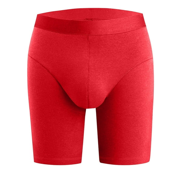 Sngxgn Mens Comfort Fit Soft Cotton Stretch Long Leg Boxer Briefs(Red,XXXL)