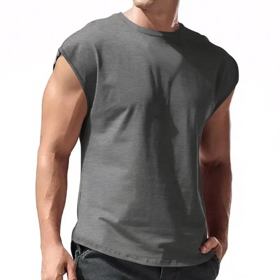 Sngxgn Mens Crew Neck Regular T-Shirts Short Sleeve Lightweight Tees (Dark Gray,L)