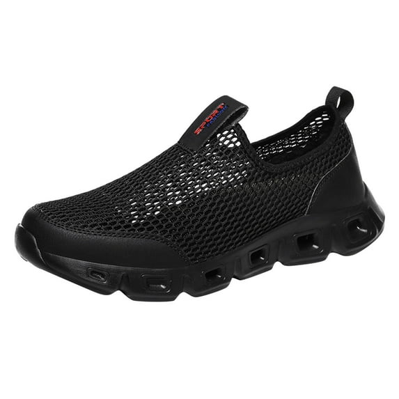 Sngxgn Mens Running Shoes Sneakers Walking Slip on Gym Workout Breathable Jogging Sport Casual Shoe(Black,43)