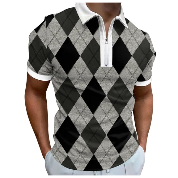 Sngxgn Mens Shirt Short Sleeve Casual Polo Shirts for Men(Grey,XXXL)