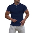 thumbnail image 1 of Sngxgn Mens Shirt Short Sleeve Casual Polo Shirts for Men(Navy,L), 1 of 5