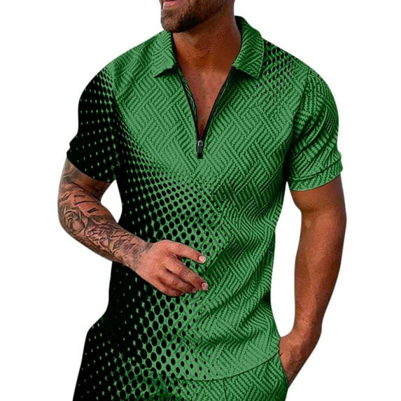 Sngxgn Mens Short Sleeve Regular Fit Polo(Green,XXL)