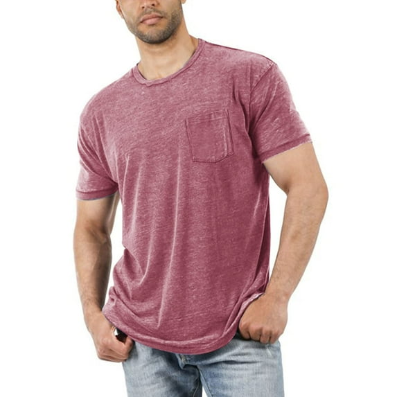 Sngxgn Mens Short Sleeve Round-Neck T-Shirt, Loose Casual Tops in Solid Colors, Soft and Breathable Basic Tees(Hot Pink,M)