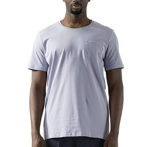 Sngxgn Mens Short Sleeved T-Shirt Crew Neck Straight Solid Breathable Casual Tee Tops for Men(Purple,M)