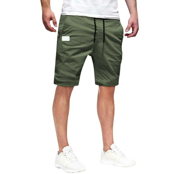 Sngxgn Mens Shorts Casual Drawstring Elastic Waist Cargo Shorts for Men Summer Beach Shorts(Green,XXL)