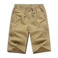 thumbnail image 1 of Sngxgn Mens Shorts Casual Drawstring Elastic Waist Cargo Shorts for Men Summer Beach Shorts(Khaki,XXXXXXL), 1 of 3