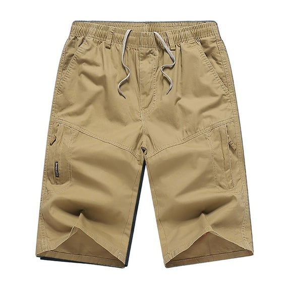 Sngxgn Mens Shorts Casual Drawstring Elastic Waist Cargo Shorts for Men Summer Beach Shorts(Khaki,XXXXXXL)