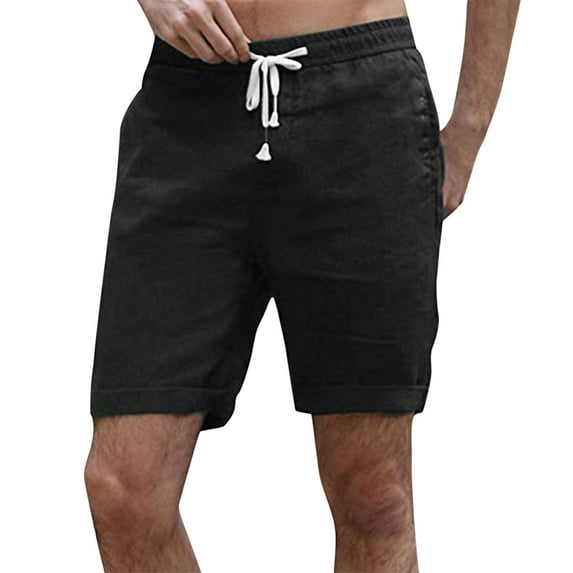 Sngxgn Mens Shorts Casual Elastic Waist Drawstring Summer Beach Workout Shorts with Pockets(Black,XXXL)
