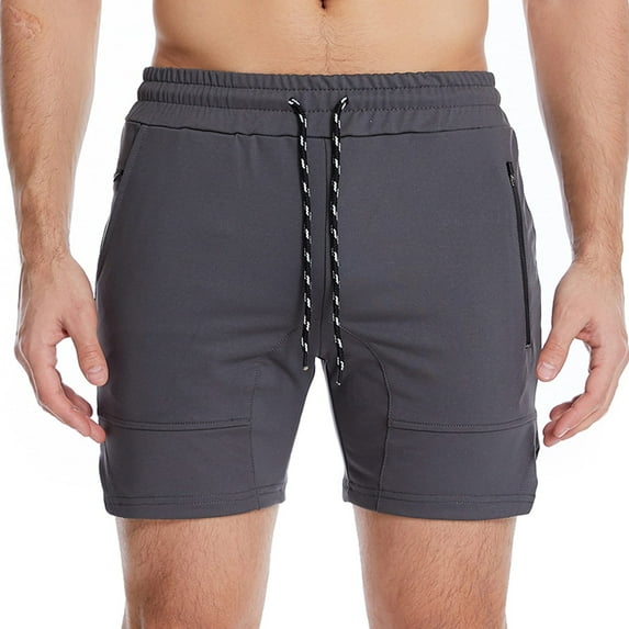 Sngxgn Mens Shorts Casual Elastic Waist Drawstring Summer Beach Workout Shorts with Pockets(Dark Gray,XL)