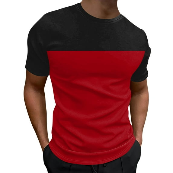 Sngxgn Mens Slim Fit Short Sleeve Workout T-Shirts Casual Gym Tops T-Shirts Jogging Shirts for Men(Red,L)