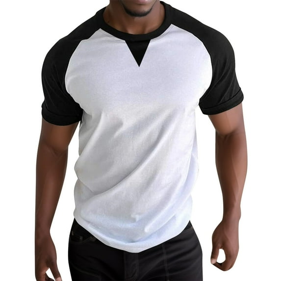 Sngxgn Mens T Shirt Short Sleeve T Shirt Crewneck Tee Regular Fit Ribbed Neckline Shirt for Men(Black,L)