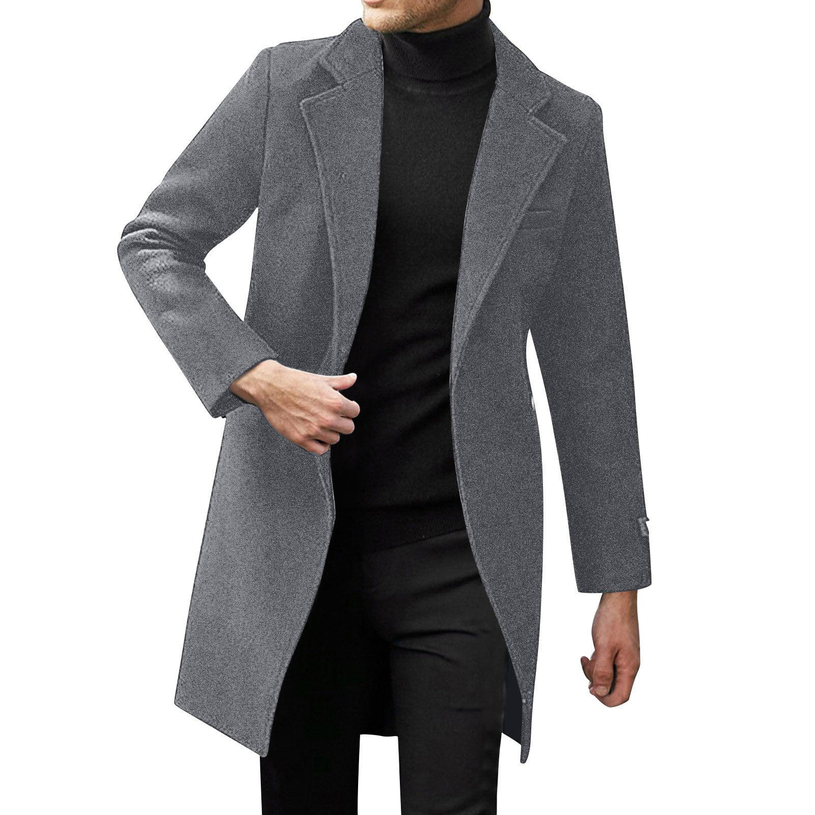 Sngxgn Mens Trench Jacket Coat Business Overcoat Mens Trench Coat, Grey