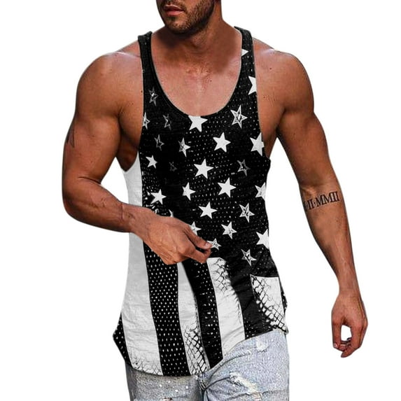 Sngxgn Mens Workout Stringer Tank Tops Gym Shirt Sleeveless Training Bodybuilding Vest(Black,M)