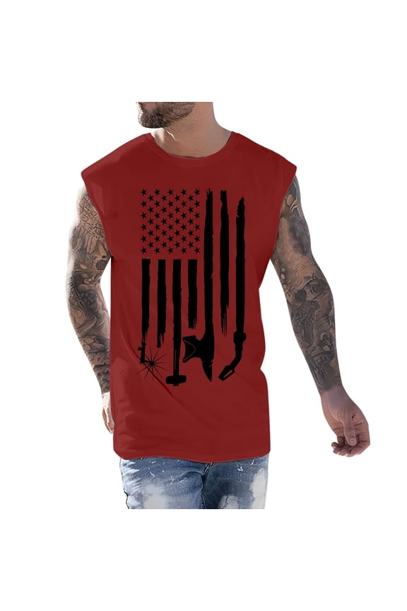 Mens Workout Stringer Tank Tops Gym Shirt Sleeveless Training Bodybuilding Vest(Red,L)