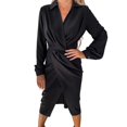 thumbnail image 1 of Sngxgn Mini Sweater Dress for Women, Button up Long Sleeve Knit Dresses for Work in Fall(Black,S), 1 of 9