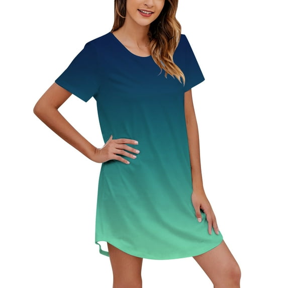Sngxgn Nightgown for Women Loose Sleepwear V Neck Pajama Dress Soft Nightshirt Sleeveless Nightdress(Green,XXL)