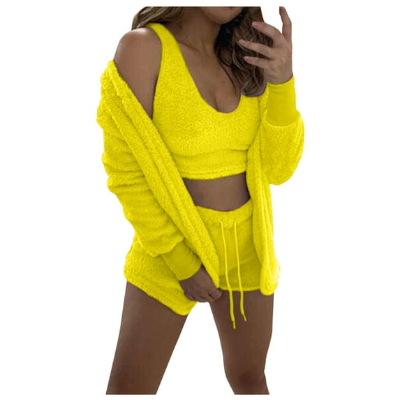 Sngxgn Nightgowns for Women Flare Short Sleeve Sleepshirt V Neck Sleepwear Plain/Print Pajama Dress(Yellow,L)