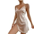 thumbnail image 1 of Sngxgn Nightgowns for Women Soft Cotton Sleep Shirts Short Sleeve Sleepwear(Khaki,M), 1 of 4