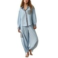 thumbnail image 1 of Sngxgn Pajamas for Women Pajama Set With Long Sleeve Button-up Pajamas Sleepwear(Blue,L), 1 of 9
