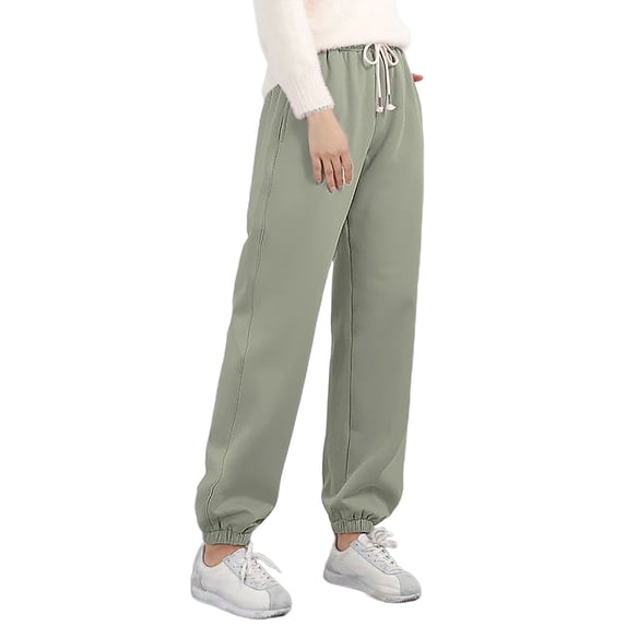 Sngxgn Pants for Women Casual Drawstring Waist Wide Leg Loose Pants with Pocket(Green,M)