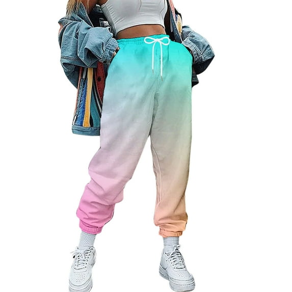 Sngxgn Pants for Women Elastic Waist Straight Leg Pants Casual Loose Comfy Lounge Trousers with Pockets(Sky Blue,M)