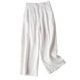thumbnail image 1 of Sngxgn Pants for Women High Waisted Casual Pants Baggy Stretchy Wide Leg Streetwear with Pockets(White,M), 1 of 3