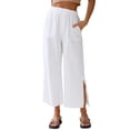 thumbnail image 1 of Sngxgn Pants for Women High Waisted Pants Drawstring Elastic Casual Pants Work(White,XXXL), 1 of 7