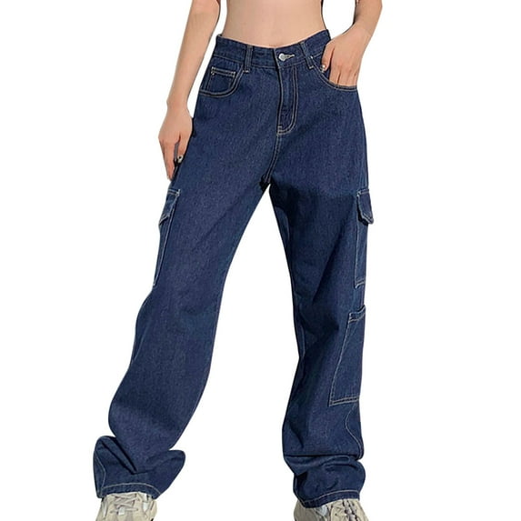 Sngxgn Pants for Women Stretchy Work Business Pants Casual Straight Leg Trousers(Blue,S)