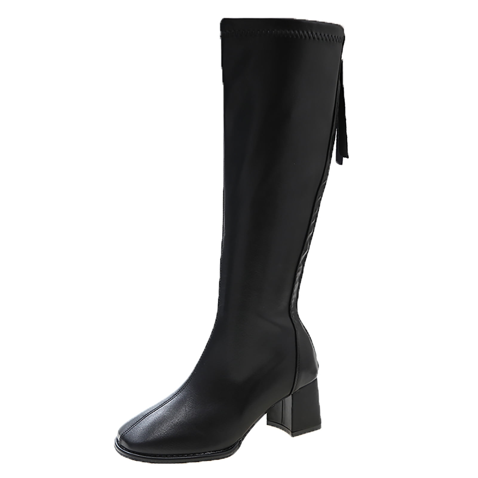 Sngxgn Platform Knee High Boots for Women Classic Medium Heel Cowgirl