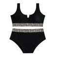 thumbnail image 1 of Sngxgn Set for Women Bathing Suit High Waisted V Neck Two Pieces Swimsuit(Black,L), 1 of 5