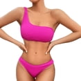 thumbnail image 1 of Sngxgn Set for Women Bathing Suit High Waisted V Neck Two Pieces Swimsuit(Hot Pink,M), 1 of 9
