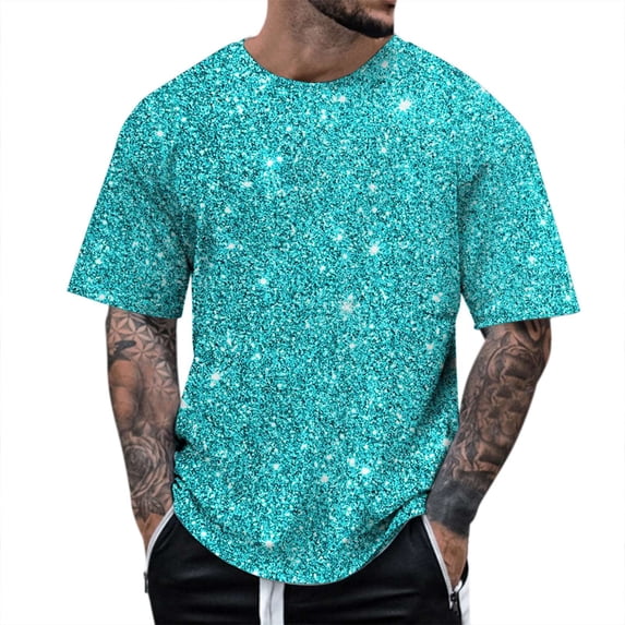 Sngxgn Men Mens T Shirts Short Sleeve Slim Fit Stretch Workout Ribbed Knit Tee Shirts(Sky Blue,XL)