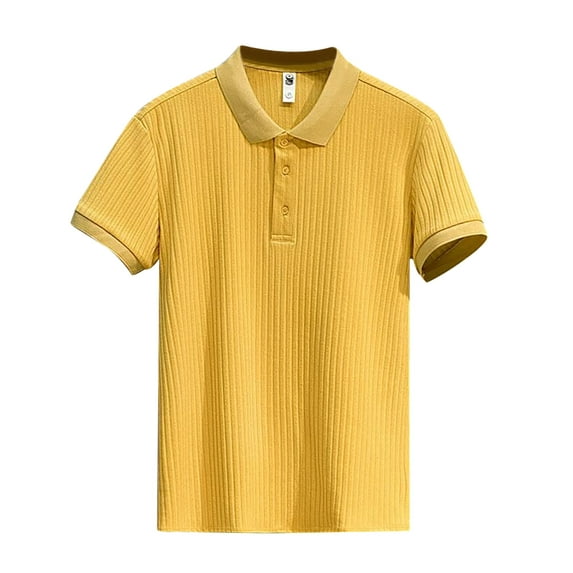 Sngxgn Shirts for Men - Fit Short-Sleeve Polo, Casual Collared T-Shirt(Yellow,XXL)