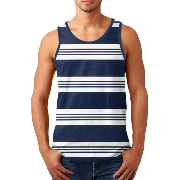 kpoplk Men's Gym Tank Tops Workout Sleeveless T-Shirts Athletic Muscle Tank Training Bodybuilding Shirts Navy,5XL