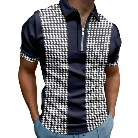 Sngxgn Shirts for Men - Short Sleeve Casual Polo Shirt(Navy,XXXXL)