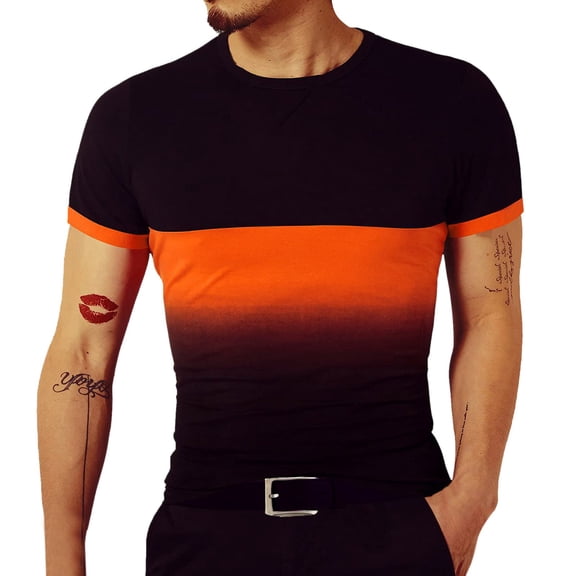 Sngxgn Shirts for Men Short Sleeve Gym Active T Shirt(Orange,XL)