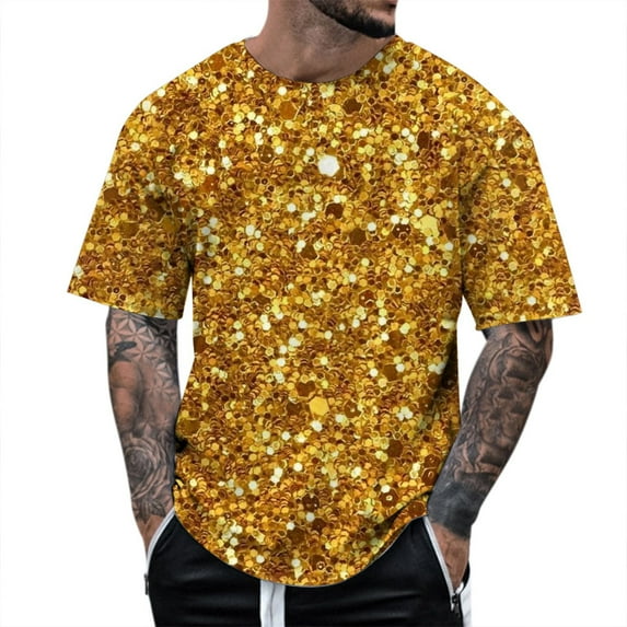 Sngxgn Men's Lightweight Short Sleeve Crew Neck T-Shirt(Yellow,L)