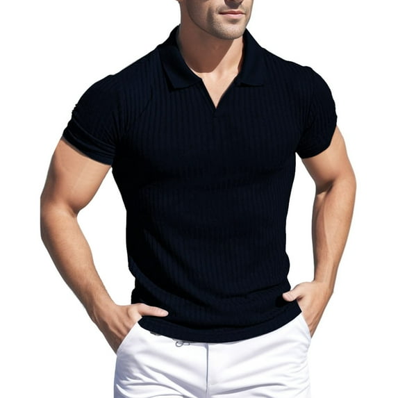 Sngxgn Short-Sleeve Classic Fit Mens Polo Shirt with and Polo Shirt(Navy,S)