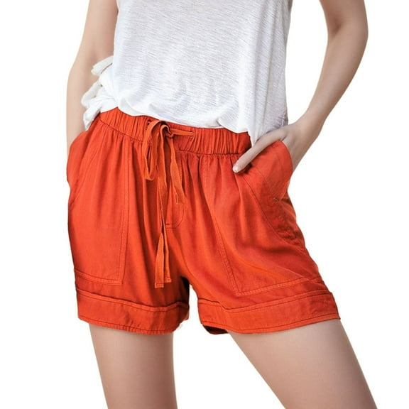 Sngxgn Shorts for Women with Pocket Womens High Waisted Long Shorts for Running Workout (Orange,S)