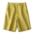 thumbnail image 1 of Sngxgn Shorts for Women with Pocket Womens High Waisted Long Shorts for Running Workout (Yellow,XXXL), 1 of 3