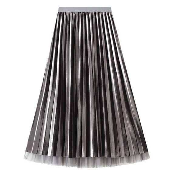 Sngxgn Skirt for Women High Waist A line Summer Fall Skirts(Grey,One Size)
