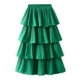 thumbnail image 1 of Sngxgn Skirts Basic Versatile Ribbed Seamless Stretchy Casual High Waist Midi Skirt(Green,One Size), 1 of 3