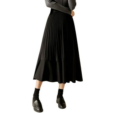 Sngxgn Skirts Basic Versatile Stretchy Ribbed Casual High Waist Mini Skirt(Black,One Size)