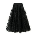 thumbnail image 1 of Sngxgn Skirts for Women Crossover High Waisted Ruffle Layered Skort Skirts(Black,One Size), 1 of 4