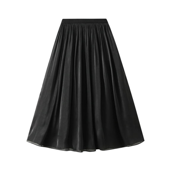 Sngxgn Skirts for Women Crossover High Waisted Ruffle Layered Skort Skirts(Black,One Size)