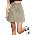 thumbnail image 1 of Sngxgn Skirts for Women Crossover High Waisted Ruffle Layered Skort Skirts(Khaki,S), 1 of 6